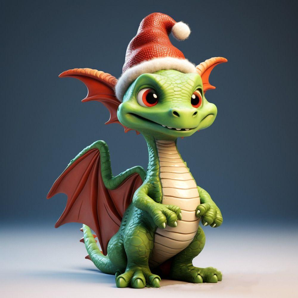 3D Christmas Dragon Sculpture Cool Dragon Garden Statue Christmas Dragon Doll Toy  Desk