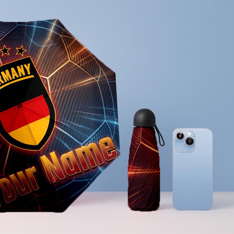 Germany national football team Manual Five Fold 8 Rib Umbrella Support Custom Text, Lightweight Travel Umbrella