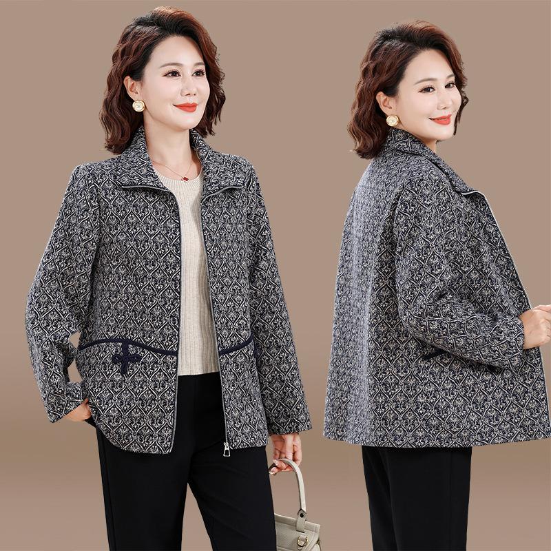2026 New Spring Lapel Jacket for Middle-Aged & Elderly Women - Stylish Casual Top for Spring/Autumn
