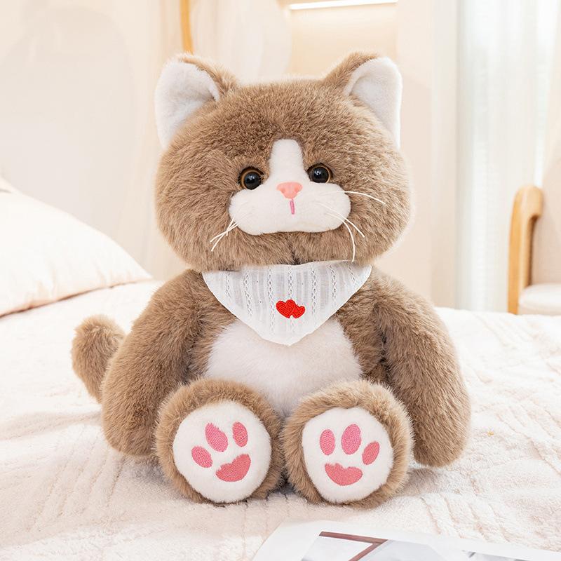 

Плюшевая игрушка котенок треугольное полотенце толстый кот кукла дети обнимать спящий компаньон кукла декоративная подушка подарок 25cm（0.21kg）