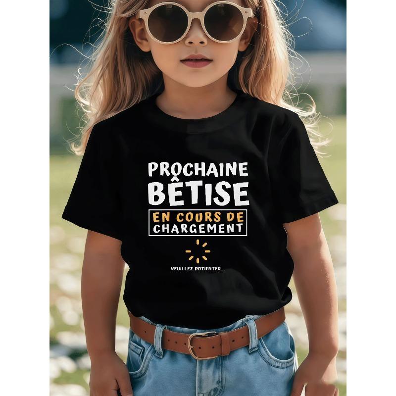 

European sizes Children Girls Large Letter Print T-shirt a Fashionable Casual Style Perfect for Spring and Summer Seasons Ideal for Family Gatherings 98cm чёрный