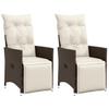 Vidaxl Folding Garden Chairs, 2 Pcs, Cushions, Brown Rattan Pe