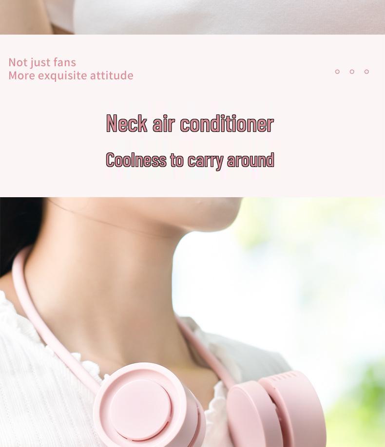 USB Rechargeable Foldable Bladeless Neck Fan - Portable, Silent, and Safe