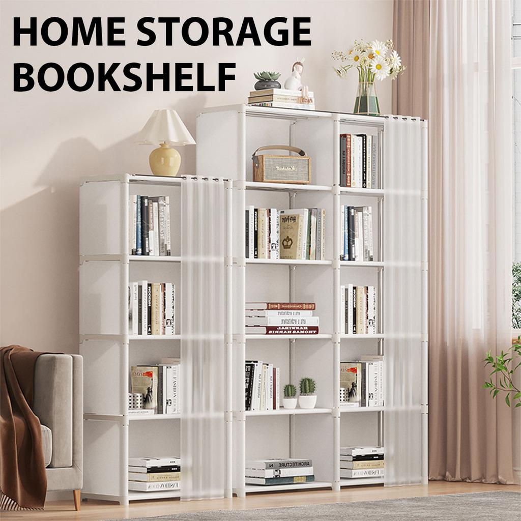 5 Layers Household Dustproof Bookshelf Living Room Multi-layer Storage Cabinet Simple Assembly Wardrobe Closet Organizer Shelf