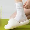 Women's Autumn and Winter Pure Cotton Thick White Mid-calf Socks, Antibacterial, Deodorizing, Sweat-absorbing and Breathable Long Calf Socks