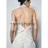 Spring New Women's Clothing Elegant Elegance White Circular Lower Hem Open Back Hanging Collar Tops 2649074