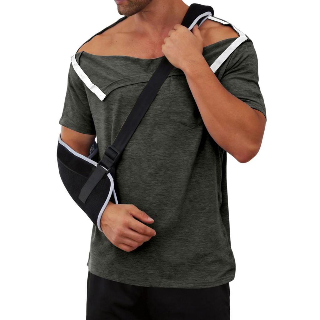 Men's Color - Recovery Gown, -away Short Sleeves, Full-open Front, Side Button Design.