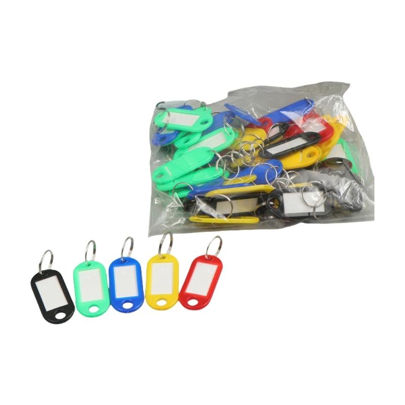 50 ks štítků na klíčenku, přívěsků na klíče s kroužky, štítků na klíče, štítků na zavazadla pro cestování, kancelář a identifikaci studentských předmětů