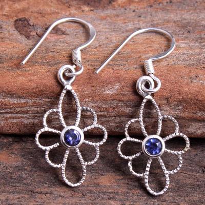 Iolite, Amethyst, Blue Topaz Silver Earring, 925 Sterling Silver Handmade Jewelry, Gift For Mum, Gemstone Jewelry