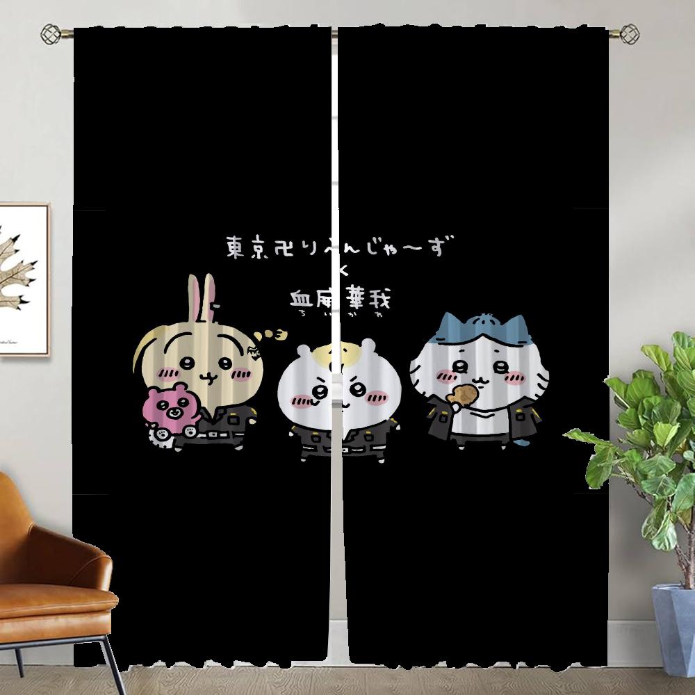 

Chiikawaes затемняющие шторы 2 шт шторы детская комната тюль для спальни оконные шторы перегородки жалюзи украшение на Хэллоуин W50xH70cmx2pcs-CL