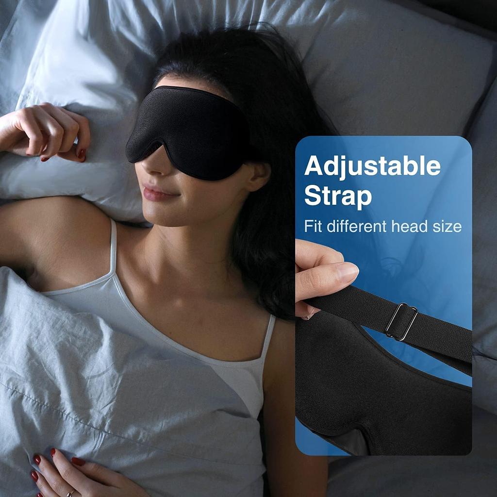 YFONG Weighted Sleep Mask, Women Men 3D Blocking Lights Sleeping Mask (4.2oz/120g), Pressure Relief Night Sleep Eye Mask with Adjustable Strap, Eye