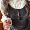 Art Gallery! Vintage Coffee Irregular Pendant Necklace Female Maillard Long Sweater Chain Sense Accessories