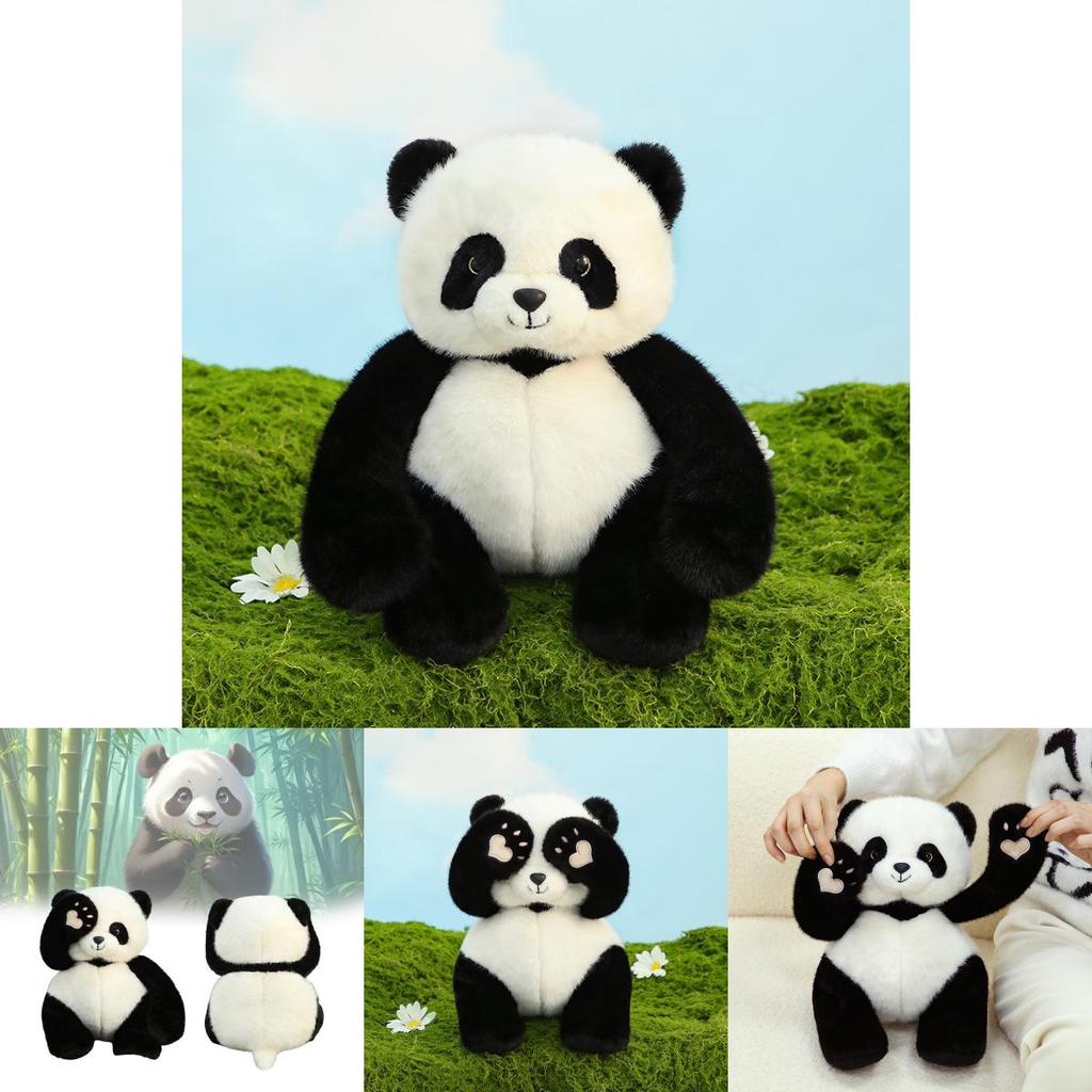 Adorable 35cm Black Panda Plush Toy Super Soft Stuffed Animal Gift For Girls