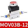 Mechanisches Ventil MOV-03B 1/8" Gewinde 2 Positionen 3 Wege Roter Grüner Flacher Druckknopf Momentanes Pneumatikventil