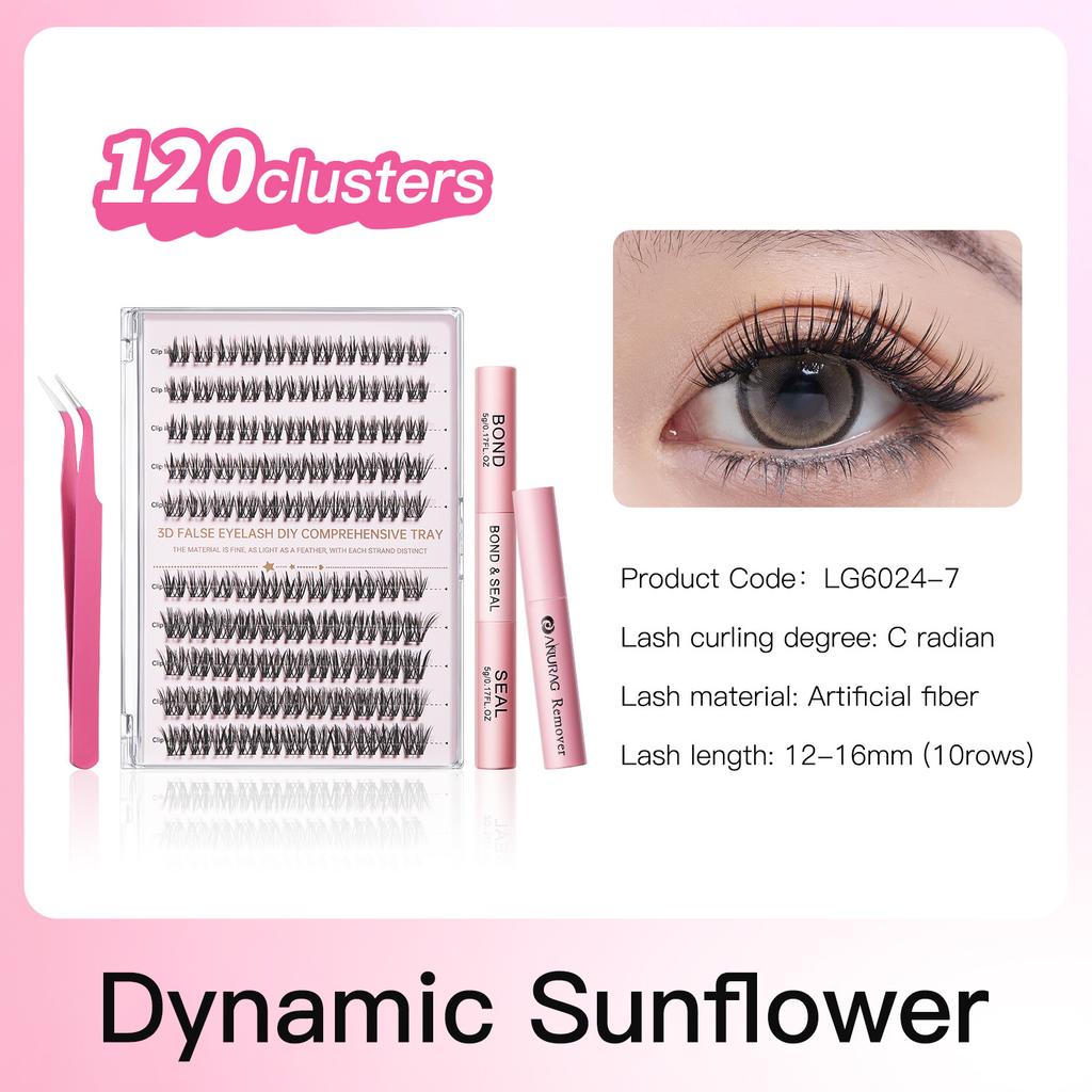 Life Girls 3D Volume False Eyelash Kit – Fluffy & Natural Cluster Lashes, DIY Individual Lash Extensions, Hot Melt Glue Applicator Set