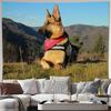 German Shepherd Dog With Red Bandana Mountain Scenery Wall Tapestry Machine Washable All SeasonPrint Realistic AnimalDesignHome
