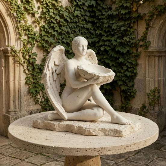 Goddess Statue Bird Feeder Retro Angel Figurine Garden Bird Feeder Artistic Outdoor Bird Feeder for Patio Backyard Porch Decoration