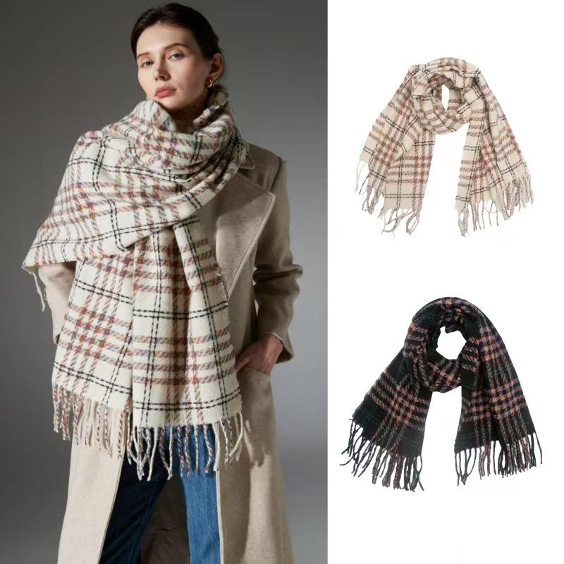 New Autumn and Winter High-end New Widened and Thickened Plaid Imitation Cashmere Scarf, Scarf, Warm Shawl
