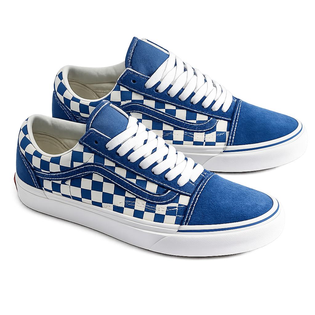 Vans Old Skool Checkerboard Navy Canvas Skate Shoes Authentic 35 тёмно-синий