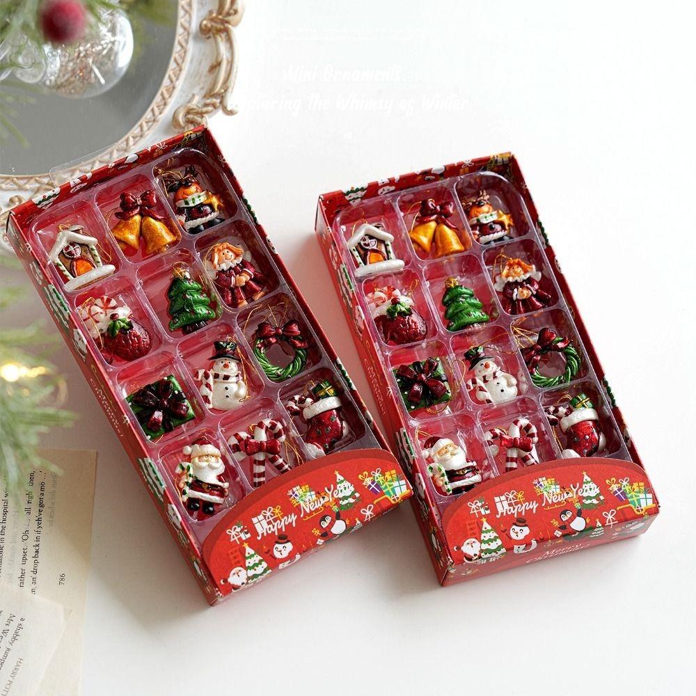 Snowman Design Xmas Ornaments Santa Motif Resin Charms Tree Hanging Decor Tree Decoration