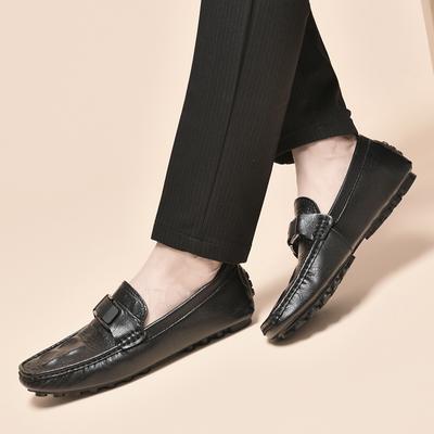 Mode Gloednieuw Mannen Comfortabele Zachte Zool Leer Bean Schoenen Modieus Buiten Ademend Ronde Neus Antislip Casual Rijschoenen