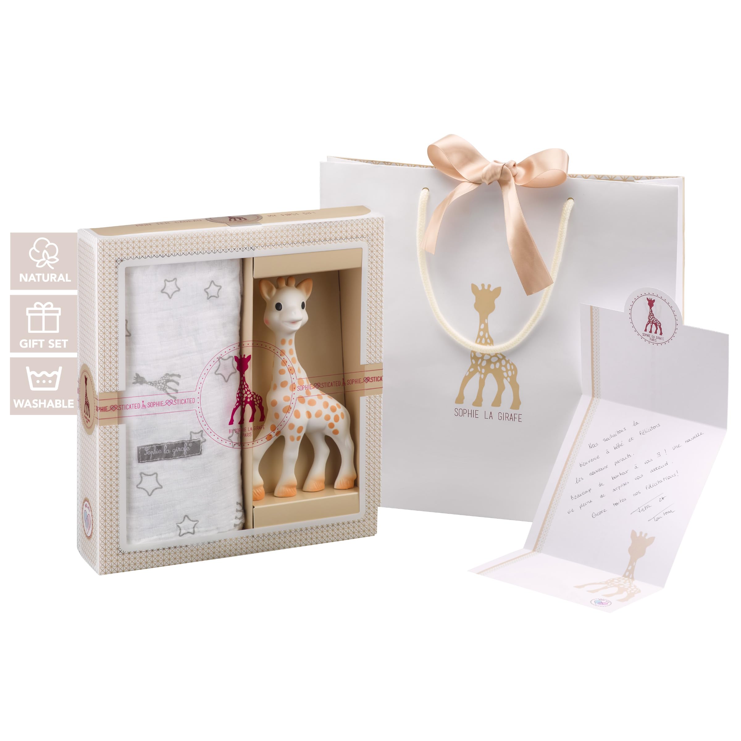 Sophie the Giraffe [Sophie s Swaddle Set] Gift Bag & Message Card Included [Authentic Japanese Product] Vulli Teether Cute Baby Swaddle Towel Infant 0