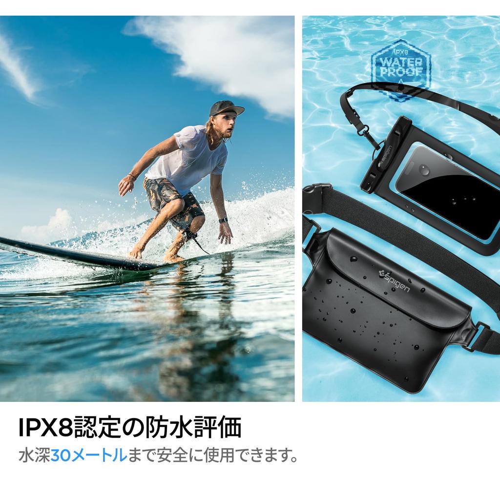 Spigen of Waterproof Smartphone Cases and Waist IPX8 Compatible with iPhone Pixel and Nothing Phone Triple Zippered and Velcro Large Adjustable