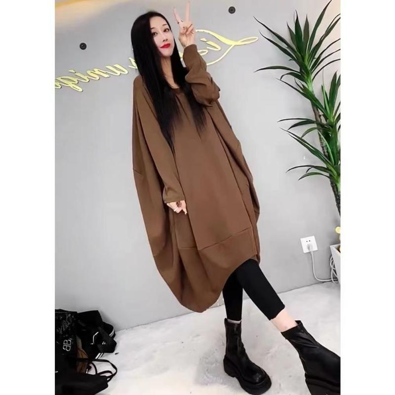 Designtes lockeres Freizeitkleid Herbstmode vielseitiger einfarbiger Midirock