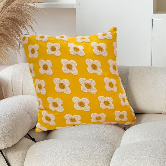 Yousheng Plush Flower Pillow Cover Spring Summer Throw Pillow Case Farmhouse Decor Pillow Case with Hidden Zipper for Sofa Bed Home Decoration