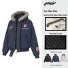 ARES Men's American Retro Hooded Jacket with Detachable Fur Collar and Velvet Snow Eagle Design