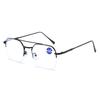 Retro Double-Bridge Square-Frame Presbyopia Glasses Stylish Metal Half-Frame Blue Light Blocking Reading Glasses Men Goggles