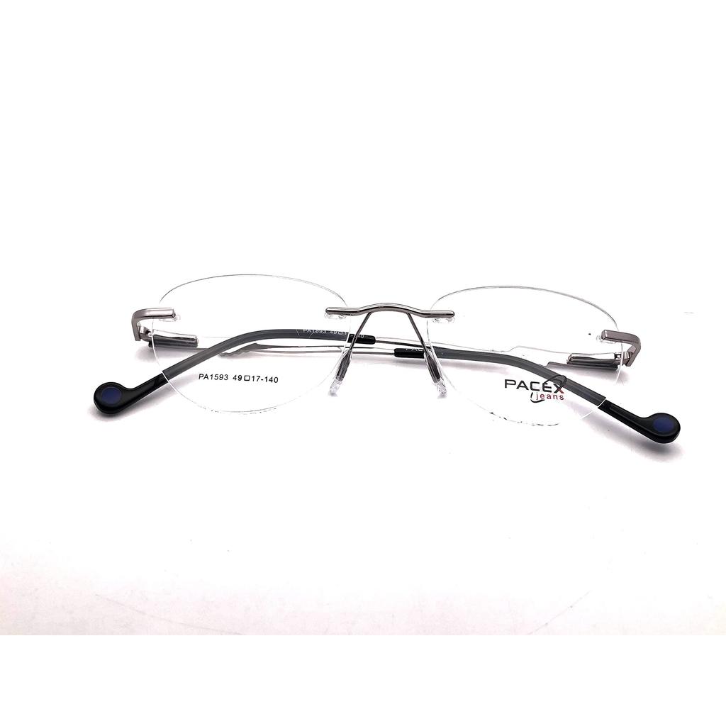 RSINC Randlose Fassung/Brille/Brille, Lederstich Optisch, Für Männer und Frauen, Silber-Blau PA1593(IB-03) M1 4M-212L-XVLP