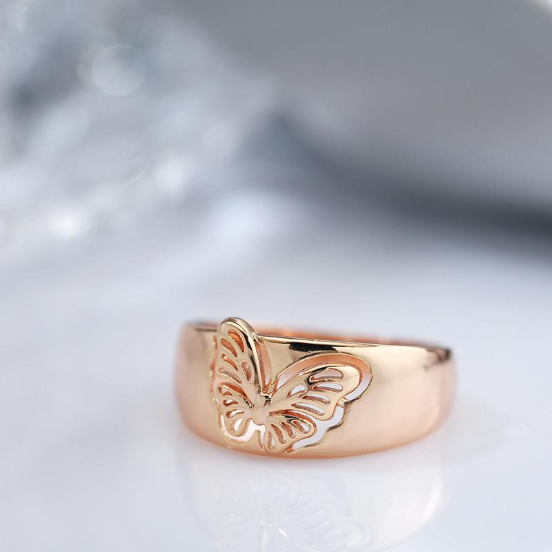 Fashion Glossy Rings For Women Rose Gold Simple Ethnic Bride Butterfly Rings High Quality Daily Jewelry New