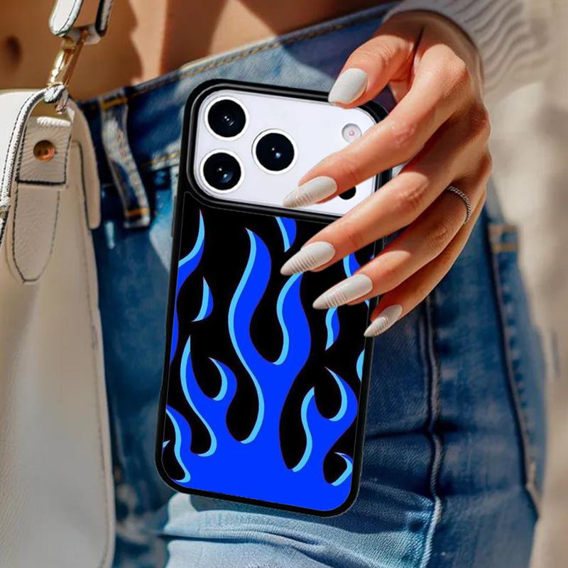Red Blue Flame Phone Case For iPhone 17 Air 14 15 13 12 Max Cover For Apple 16e 11 Pro Max Plus Coque
