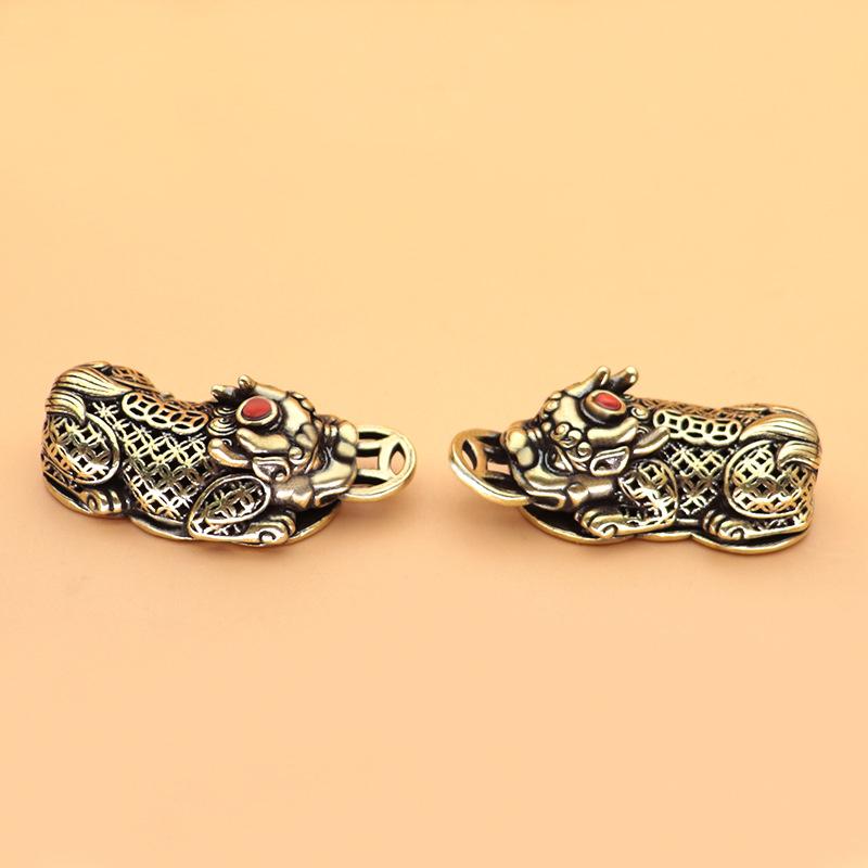 Brass Pixiu Coin Chinese Miniature Figurines - Lucky Ornament For Home Office Tabletop Decoration | Traditional Feng Shui Charms