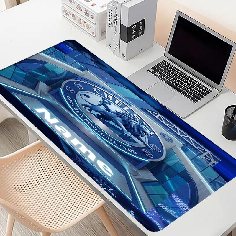 Custom Name Personalized Chelsea Football Club Pattern Mousepad, Laptop PC Desk Mat, Decorative Desk Mat for Home Keyboard Pad Gift