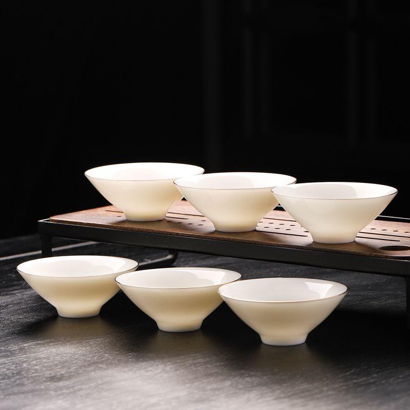 Sheep Fat Jade-colored Douli Cup, Chinese-style Ceramic Tea Cup, High-quality Porcelain Cup, Tea Set