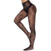 Spring and Summer Thin Four-season Base Stockings with Floral Pattern, Black Long Jacquard Hollow Lace Stockings3078