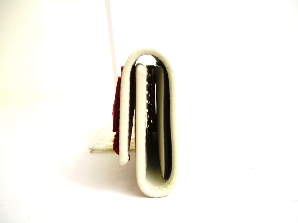 Authentic GUCCI Double G GG Ribbon Motif White Leather 6 Pics Key Chain #b103  Open box