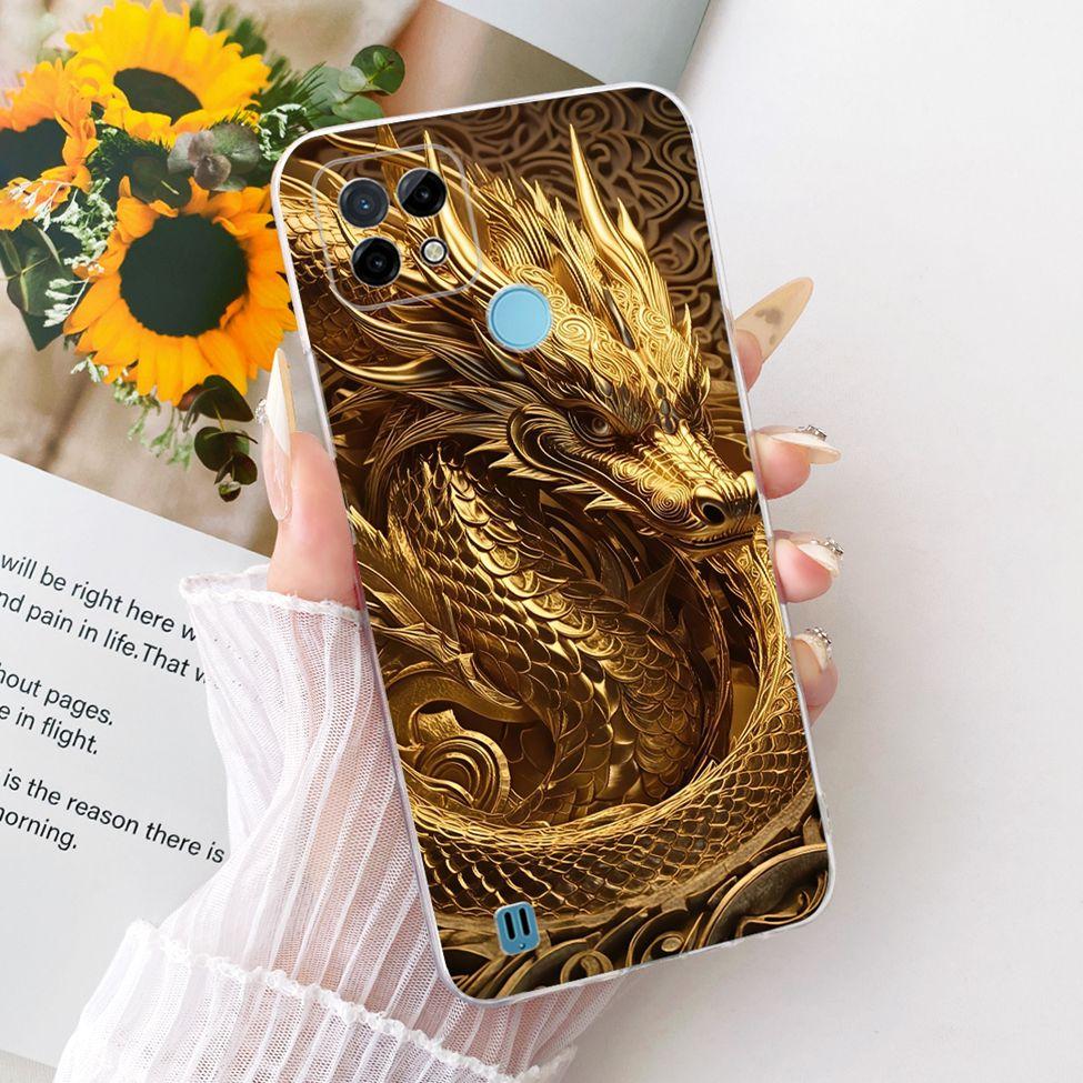 Clear Cover For Realme C21 Case RMX3201 Cute Cat Fashion Butterfly Funny Painted Phone Casing For Real me C21