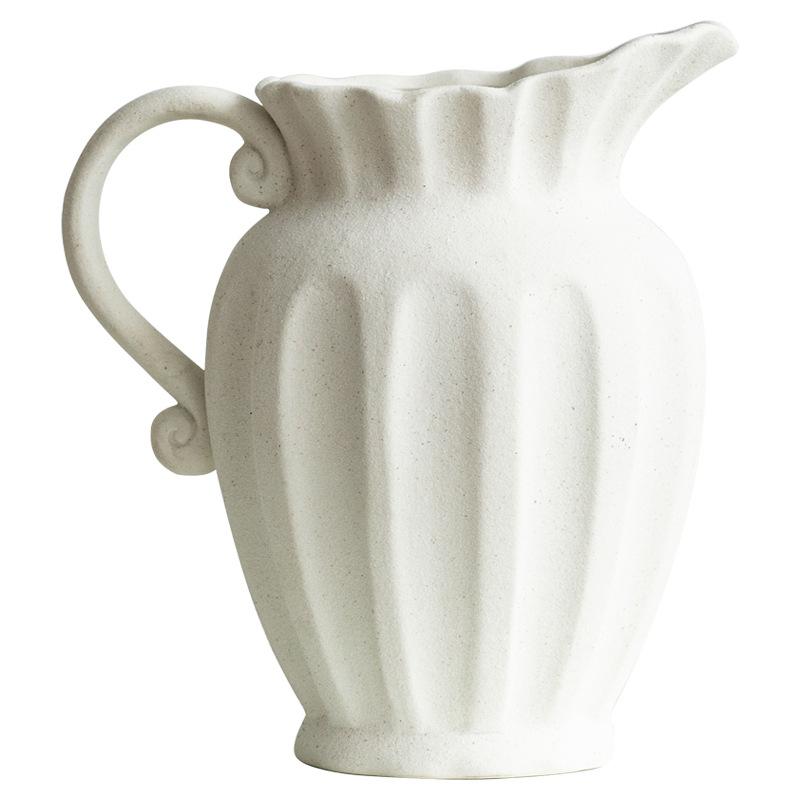 Enkelbränd keramisk vas, snedmunnad kruka, blomsterarrangemang, exklusiv heminredningsprydnad