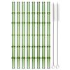 5/10Pcs Reusable Glass Straw with Brush Green Bamboo-shaped Straws Set Suitable for Milkshakes Juices Coffee Bar Accessories