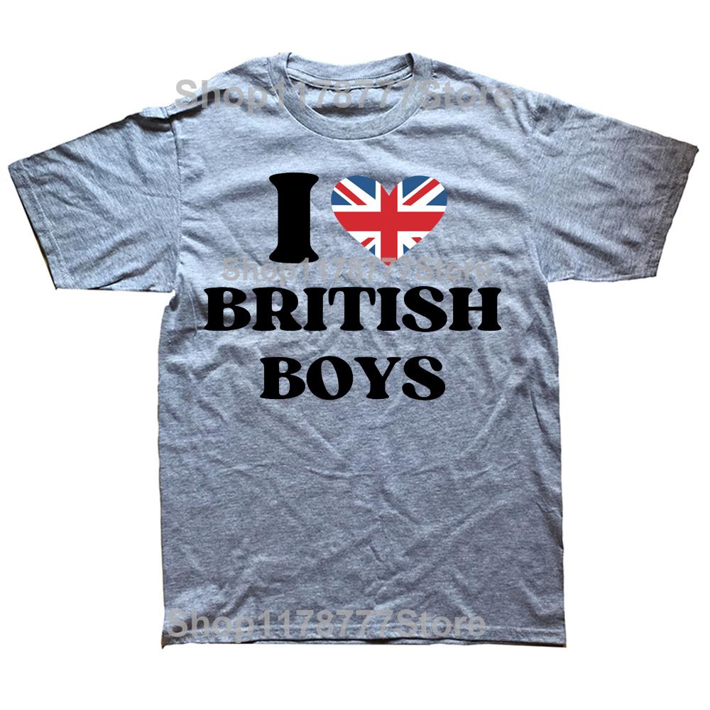 Funny I Love British Boys T Shirts Graphic Cotton I Red Heart British Boys Britain United Kingdom Gifts Summer Tshirt Men