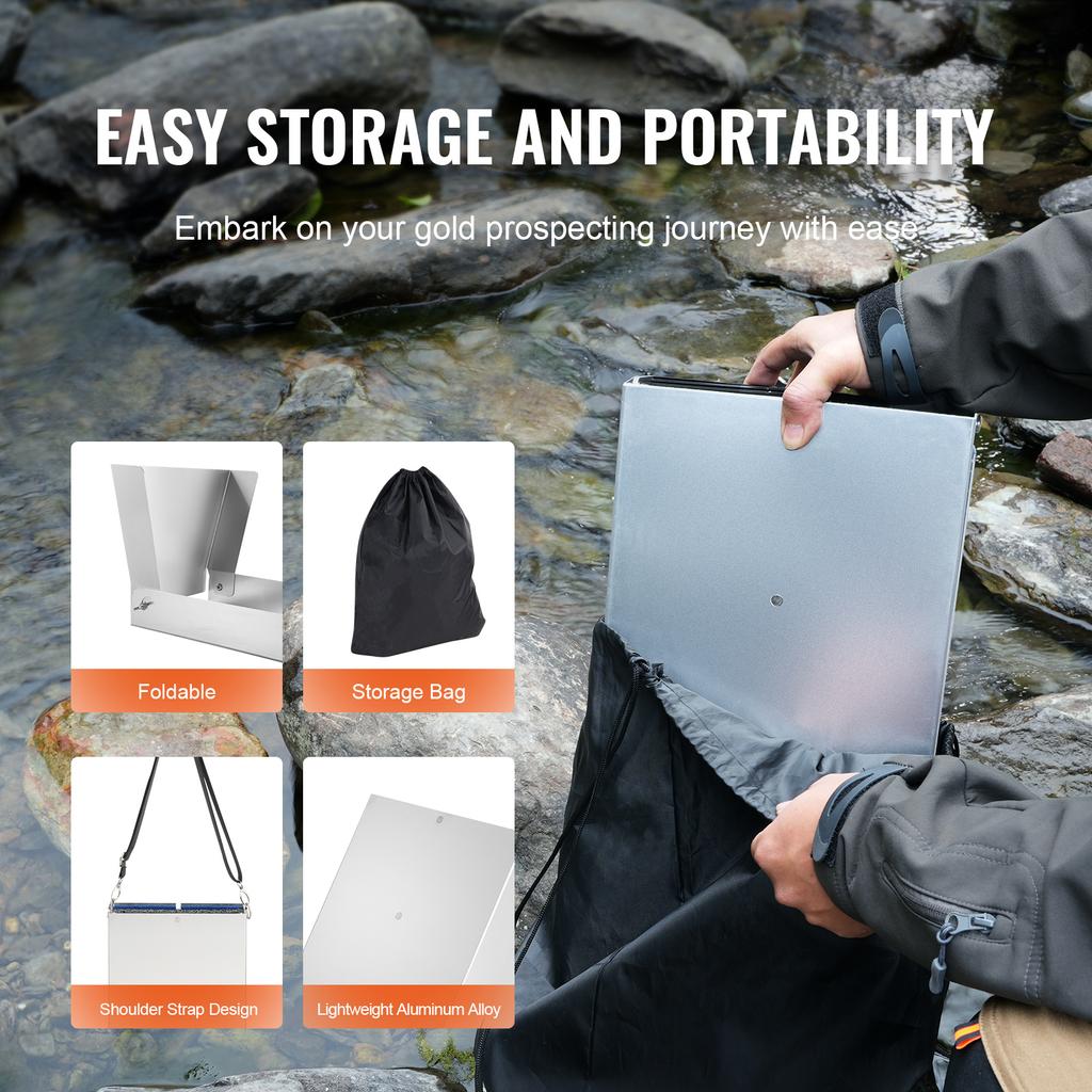 SucceBuy 50" 12" Complete Sluice Box Gold Panning Kit Aluminum Alloy Gold Mining Equipment 23/16 PCS Gold Prospecting Kit
