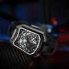 Trendy Unique Skeleton Mechanical Watches Rubber Strap Sports Wrist Watch Creative Square Hollow Automatic Mechanical Watch
