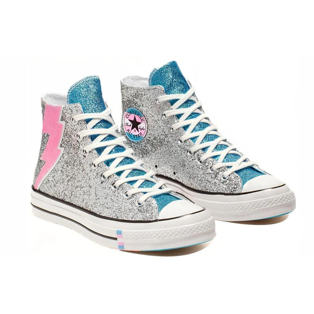 Converse Chuck 70 Hi 'Pride Shimmering Silver' (Unisex) Silver / Egret / Gnarly Blue Canvas Shoes 165723C