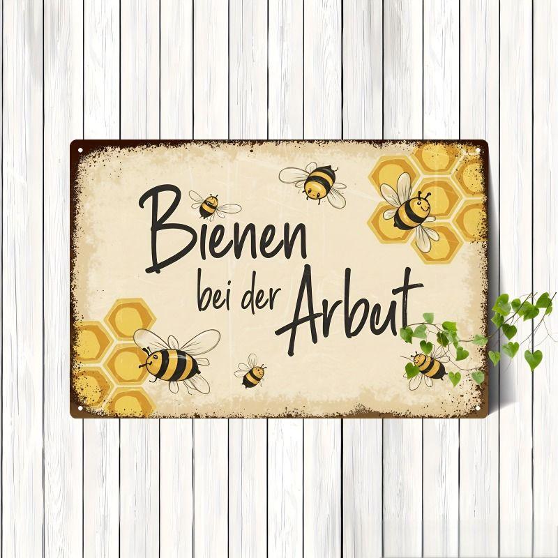 Vintage Bees & Honey Metal Tin Sign for Kitchen Farm Interior Decor