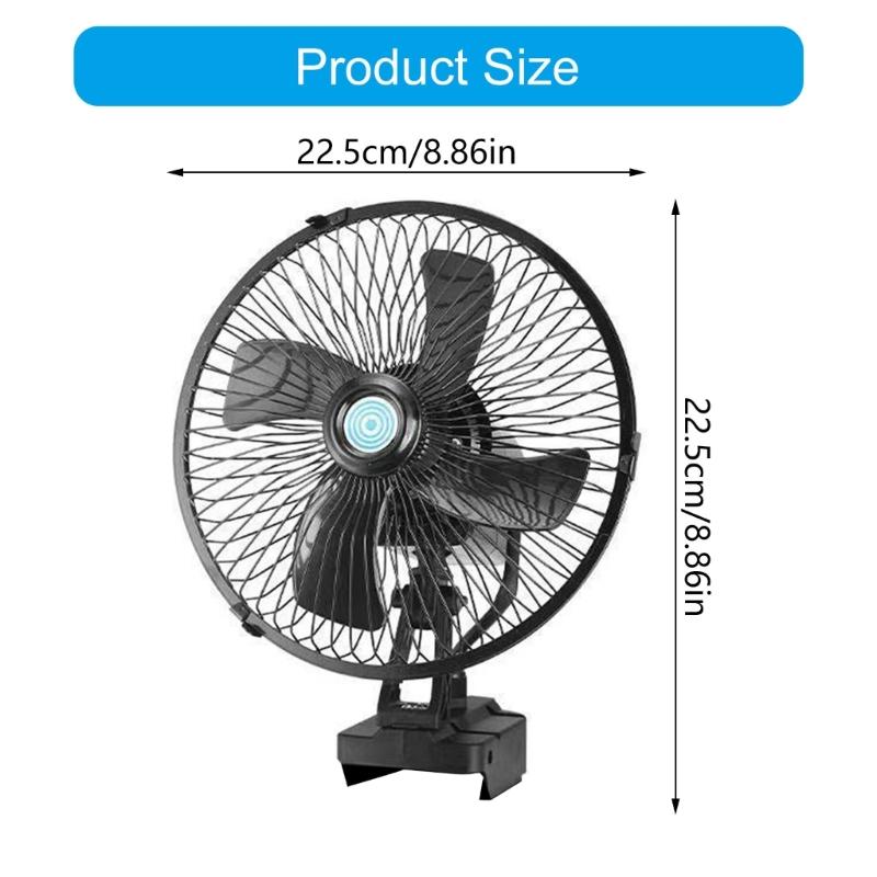 8 Inch Compacted Rechargeable Fan With 180 Degree Rotation And 2 Speed Settings For Outdoor Camping And Worksites