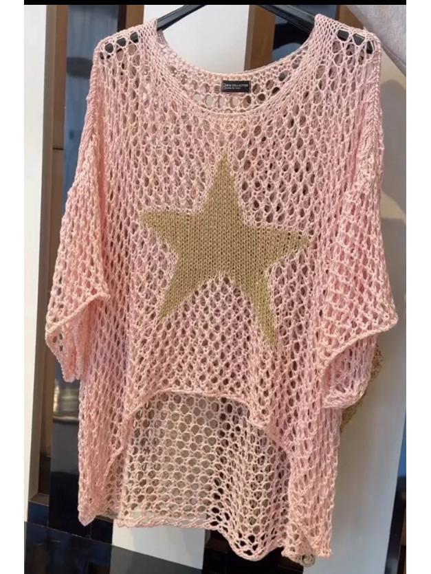 

Шикарный европейский и американский свитер с круглым вырезом и пятью звездами - элегантный женский топ с рукавом три четверти XXXXL