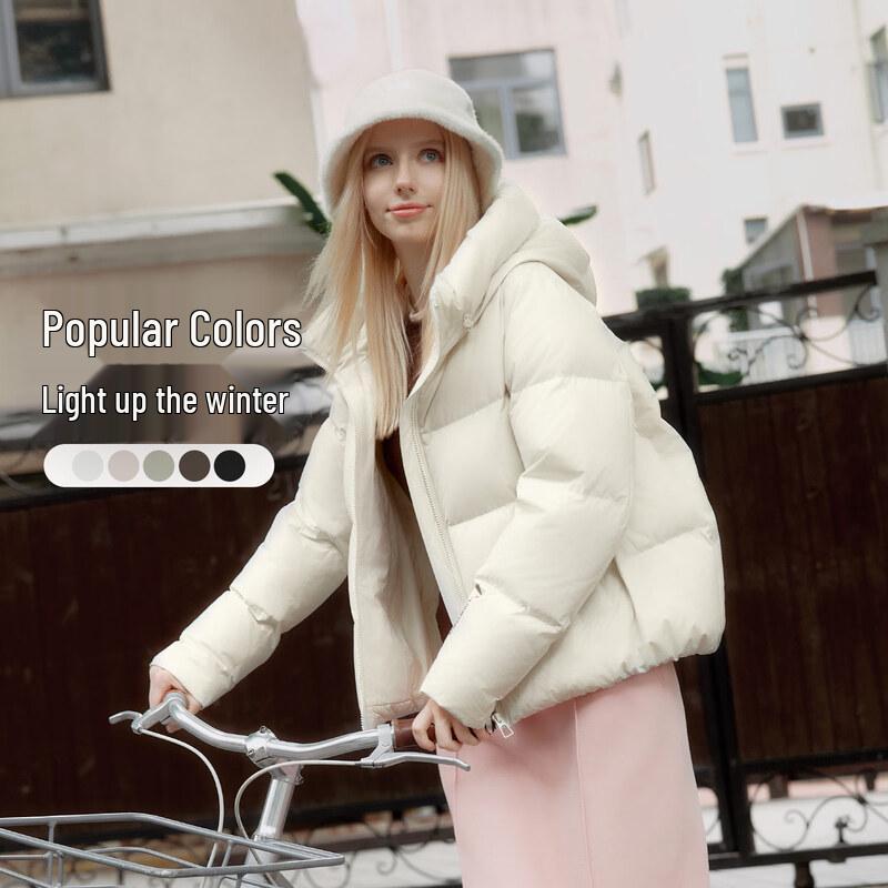 Tanboer Women's Short Hooded 90% Duck Down Jacket